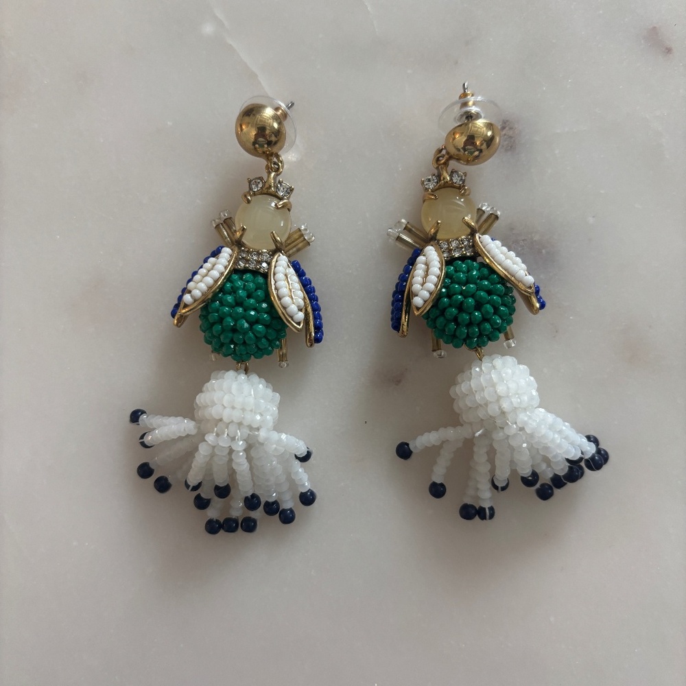 J.CREW Buzz beaded tassel earrings